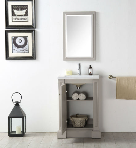 Image of 24" WOOD SINK VANITY WITH CERAMIC TOP-NO FAUCET IN WARM GREY WH7124-WG