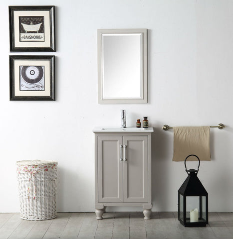 Image of 24" WOOD SINK VANITY WITH CERAMIC TOP-NO FAUCET IN WARM GREY WH7524-WG