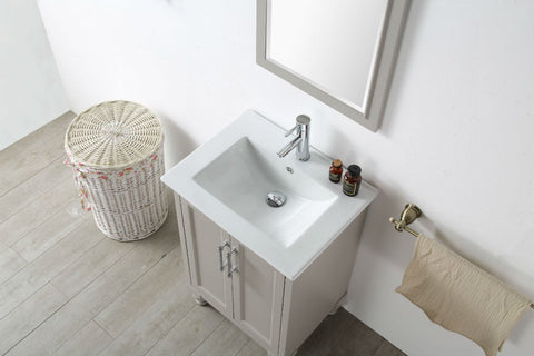Image of 24" WOOD SINK VANITY WITH CERAMIC TOP-NO FAUCET IN WARM GREY WH7524-WG