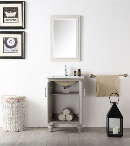 Image of 24" WOOD SINK VANITY WITH CERAMIC TOP-NO FAUCET IN WARM GREY WH7524-WG