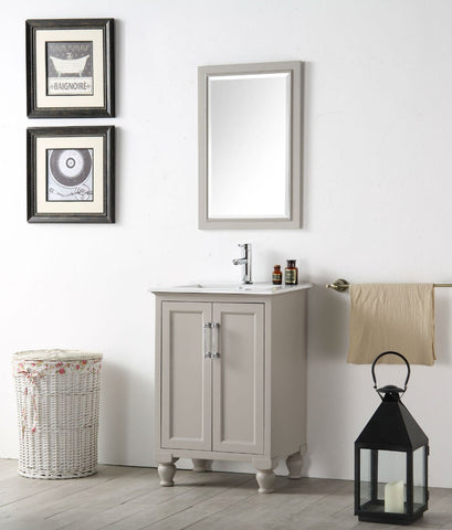 Image of 24" WOOD SINK VANITY WITH CERAMIC TOP-NO FAUCET IN WARM GREY WH7524-WG