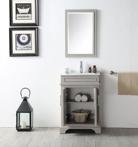 Image of 24" WOOD SINK VANITY WITH CERAMIC TOP-NO FAUCET IN WARM GREY WH7724-WG