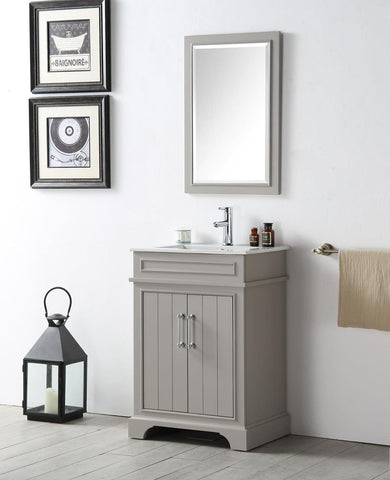 Image of 24" WOOD SINK VANITY WITH CERAMIC TOP-NO FAUCET IN WARM GREY WH7724-WG