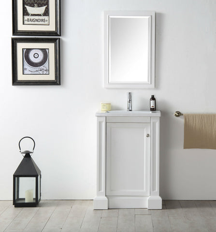 Image of 24" WOOD SINK VANITY WITH CERAMIC TOP-NO FAUCET IN WHITE WH7124-W