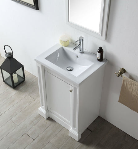 Image of 24" WOOD SINK VANITY WITH CERAMIC TOP-NO FAUCET IN WHITE WH7124-W