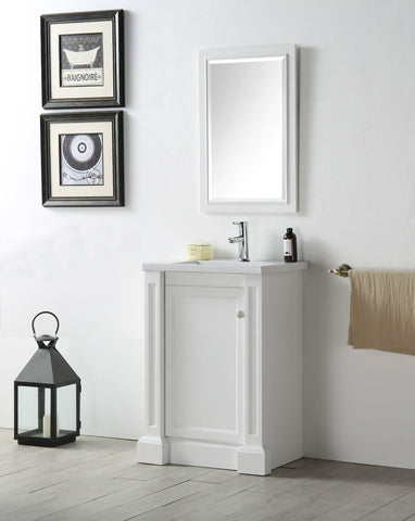 Image of 24" WOOD SINK VANITY WITH CERAMIC TOP-NO FAUCET IN WHITE WH7124-W