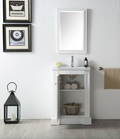 Image of 24" WOOD SINK VANITY WITH CERAMIC TOP-NO FAUCET IN WHITE WH7124-W