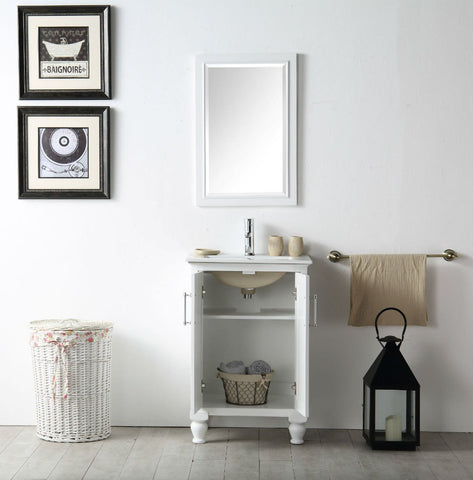 Image of 24" WOOD SINK VANITY WITH CERAMIC TOP-NO FAUCET IN WHITE WH7524-W