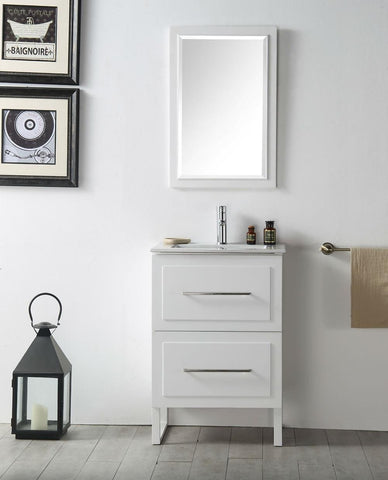 Image of 24" WOOD SINK VANITY WITH CERAMIC TOP-NO FAUCET IN WHITE WH7824-W