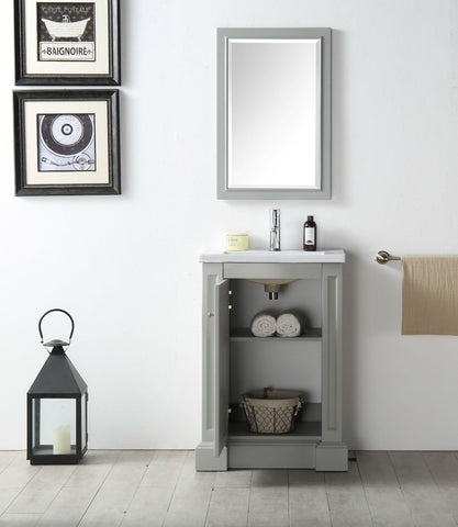 Image of 24" WOOD SINK VANITY WITH CERAMIC TOP-NO FAUCET WH7124-CG