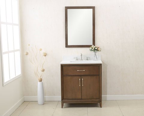 Image of 30" ANTIQUE COFFEE SINK VANITY WITH QUARTZ TOP, NO FAUCET WLF7030-30