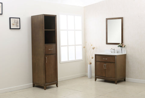 Image of 30" ANTIQUE COFFEE SINK VANITY WITH QUARTZ TOP, NO FAUCET WLF7030-30