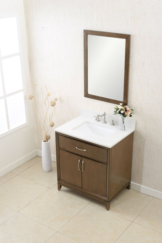 Image of 30" ANTIQUE COFFEE SINK VANITY WITH QUARTZ TOP, NO FAUCET WLF7030-30