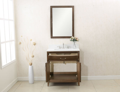 Image of 30" ANTIQUE COFFEE SINK VANITY WITH QUARTZ TOP, NO FAUCET WLF7030-30