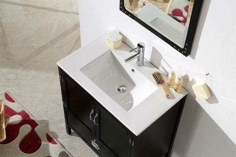 Image of 30" BLACK COLOR WOOD SINK VANITY WITH CERAMIC TOP-NO FAUCET WH5730-B