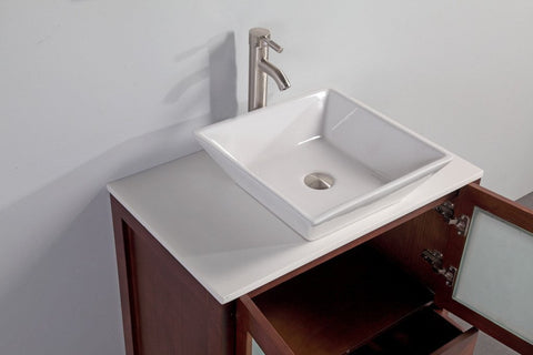 Image of 30" CHERRY SOLID WOOD SINK VANITY WITH MIRROR WA7830C