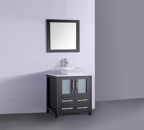 Image of 30" ESPRESSO SOLID WOOD SINK VANITY WITH MIRROR WA7830E