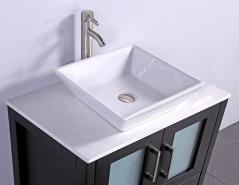 Image of 30" ESPRESSO SOLID WOOD SINK VANITY WITH MIRROR WA7830E