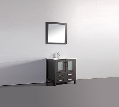 Image of 30" ESPRESSO SOLID WOOD SINK VANITY WITH MIRROR WA7930E