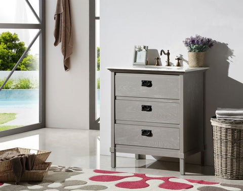 Image of 30" GRAY COLOR SOLID WOOD SINK VANITY WITH MARBLE TOP-NO FAUCET WH6030-GR