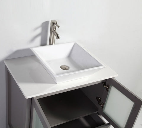 Image of 30" LIGHT GREY SOLID WOOD SINK VANITY WITH MIRROR WA7830LG