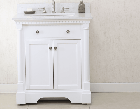 Image of 30" MATT WHITE SINK VANITY WITH QUARTZ TOP WLF6036-30W