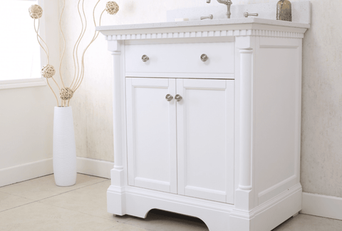 Image of 30" MATT WHITE SINK VANITY WITH QUARTZ TOP WLF6036-30W