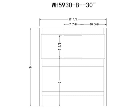 Image of 30" WHITE COLOR WOOD SINK VANITY WITH CERAMIC TOP-NO FAUCET WH5930-W