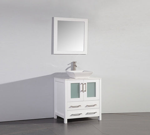 Image of 30" WHITE SOLID WOOD SINK VANITY WITH MIRROR WA7830W
