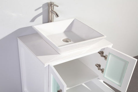 Image of 30" WHITE SOLID WOOD SINK VANITY WITH MIRROR WA7830W