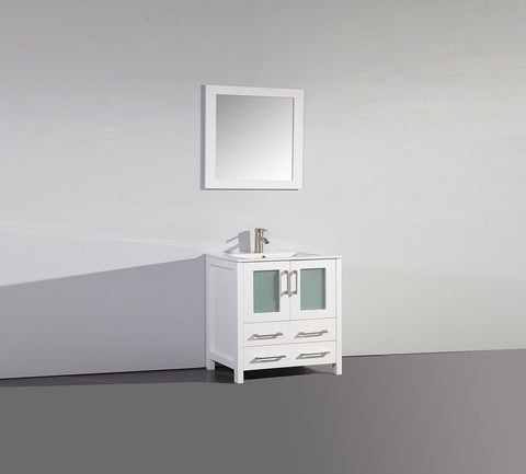 Image of 30" WHITE SOLID WOOD SINK VANITY WITH MIRROR WA7930W