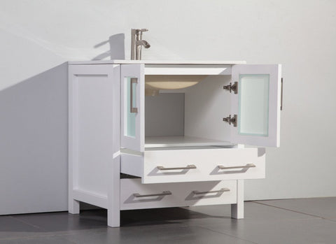 Image of 30" WHITE SOLID WOOD SINK VANITY WITH MIRROR WA7930W