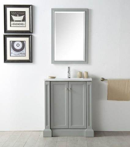 Image of 30" WOOD SINK VANITY WITH CERAMIC TOP-NO FAUCET IN COOL GREY WH7130-CG