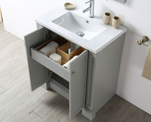 Image of 30" WOOD SINK VANITY WITH CERAMIC TOP-NO FAUCET IN COOL GREY WH7130-CG
