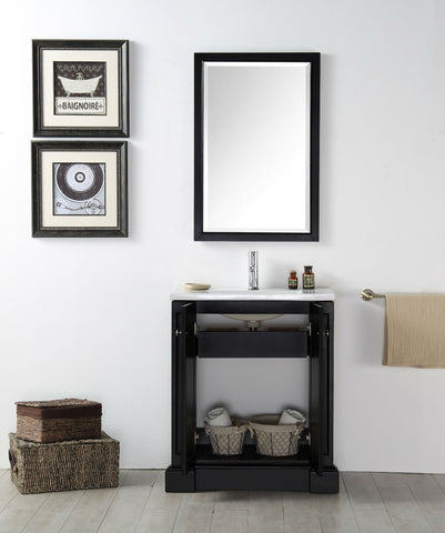 Image of 30" WOOD SINK VANITY WITH CERAMIC TOP-NO FAUCET IN ESPRESSO WH7130-E