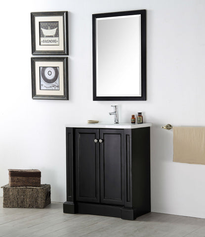 Image of 30" WOOD SINK VANITY WITH CERAMIC TOP-NO FAUCET IN ESPRESSO WH7130-E
