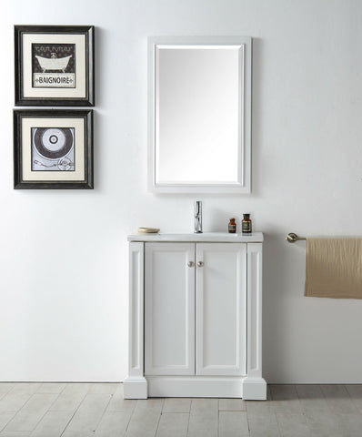 Image of 30" WOOD SINK VANITY WITH CERAMIC TOP-NO FAUCET IN WHITE WH7130-W