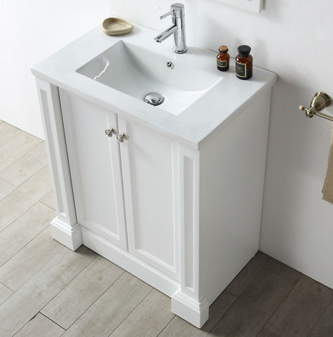 Image of 30" WOOD SINK VANITY WITH CERAMIC TOP-NO FAUCET IN WHITE WH7130-W