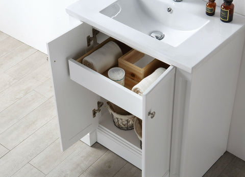 Image of 30" WOOD SINK VANITY WITH CERAMIC TOP-NO FAUCET IN WHITE WH7130-W