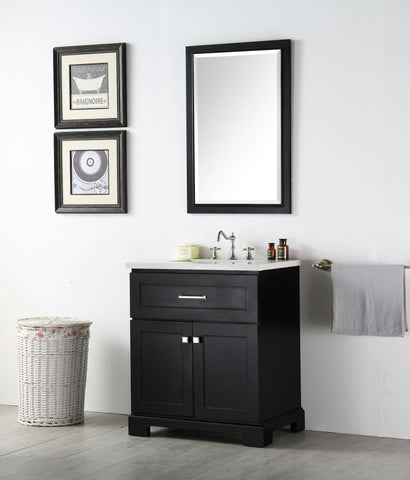 Image of 30" WOOD SINK VANITY WITH QUARTZ OP-NO FAUCET IN ESPRESSO WH7630-E