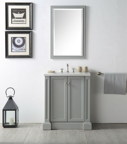 Image of 30" WOOD SINK VANITY WITH QUARTZ TOP-NO FAUCET IN COOL GREY WH7230-CG