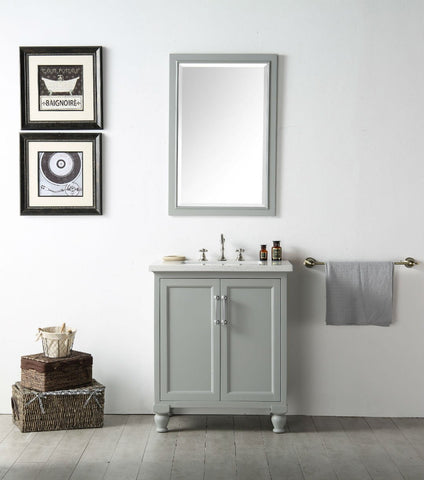 Image of 30" WOOD SINK VANITY WITH QUARTZ TOP-NO FAUCET IN COOL GREY WH7530-CG
