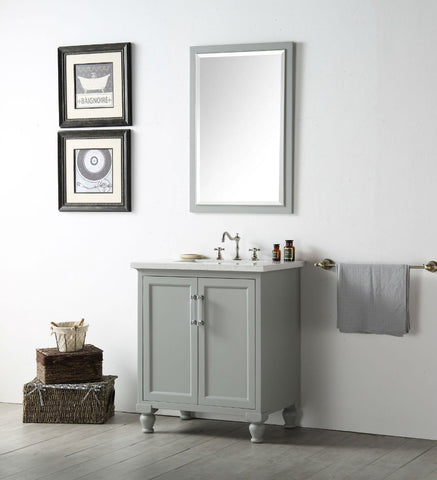 Image of 30" WOOD SINK VANITY WITH QUARTZ TOP-NO FAUCET IN COOL GREY WH7530-CG