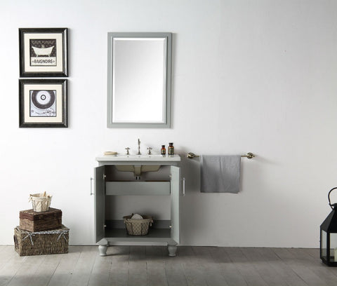 Image of 30" WOOD SINK VANITY WITH QUARTZ TOP-NO FAUCET IN COOL GREY WH7530-CG