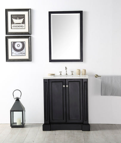 Image of 30" WOOD SINK VANITY WITH QUARTZ TOP-NO FAUCET IN ESPRESSO WH7230-E