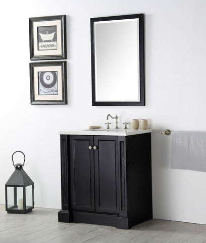 Image of 30" WOOD SINK VANITY WITH QUARTZ TOP-NO FAUCET IN ESPRESSO WH7230-E