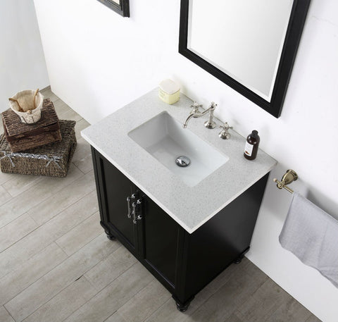 Image of 30" WOOD SINK VANITY WITH QUARTZ TOP-NO FAUCET IN ESPRESSO WH7530-E