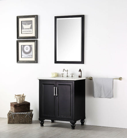 Image of 30" WOOD SINK VANITY WITH QUARTZ TOP-NO FAUCET IN ESPRESSO WH7530-E