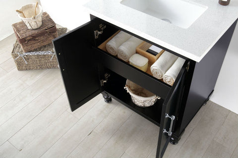 Image of 30" WOOD SINK VANITY WITH QUARTZ TOP-NO FAUCET IN ESPRESSO WH7530-E