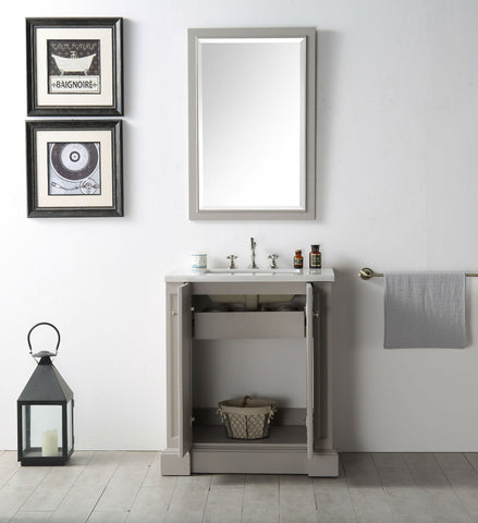 Image of 30" WOOD SINK VANITY WITH QUARTZ TOP-NO FAUCET IN WARM GREY WH7230-WG